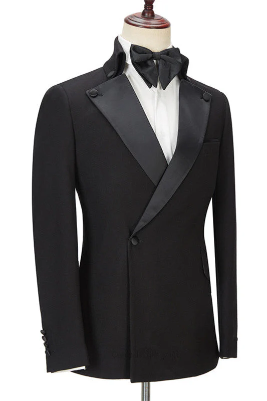Chic Black Designer Slim Fit Peaked Lapel Men Suits for Prom - Image 3