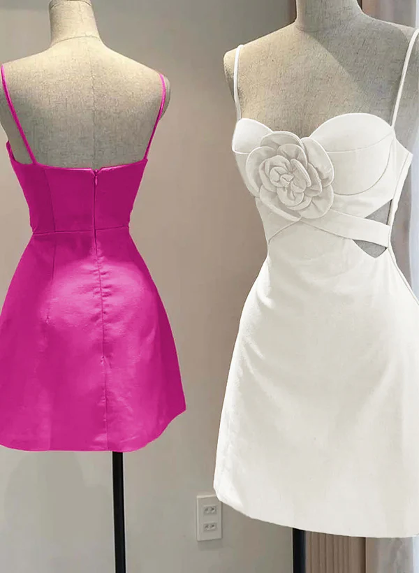 Sheath/Column Elastic Satin(Slight Stretch) Homecoming Dresses With Flower(s) - Image 2
