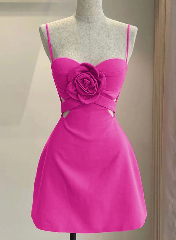 Sheath/Column Elastic Satin(Slight Stretch) Homecoming Dresses With Flower(s) - Image 3