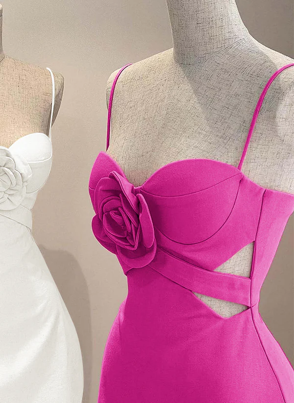 Sheath/Column Elastic Satin(Slight Stretch) Homecoming Dresses With Flower(s) - Image 4