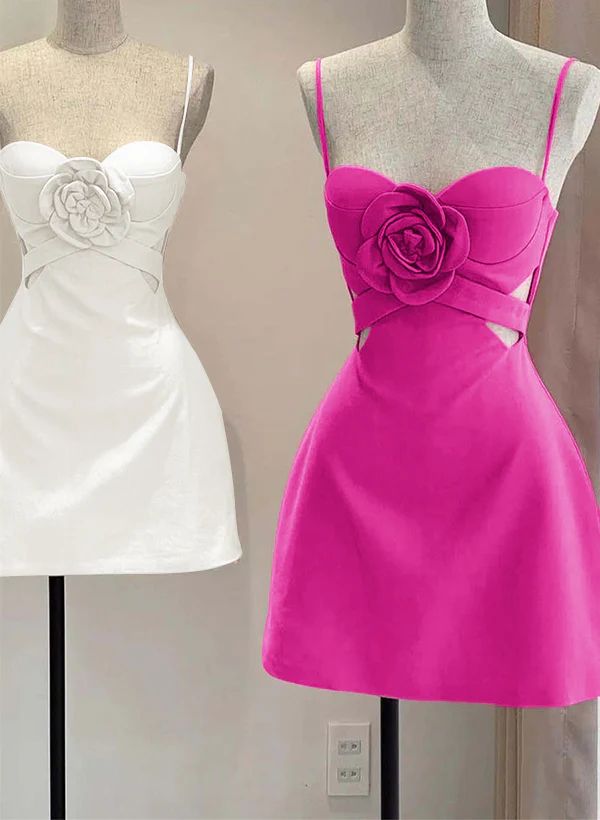 Sheath/Column Elastic Satin(Slight Stretch) Homecoming Dresses With Flower(s) - Image 5