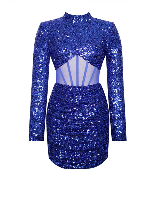 Sheath/Column High Neck Short/Mini Sequined Homcoming Dress - Image 5