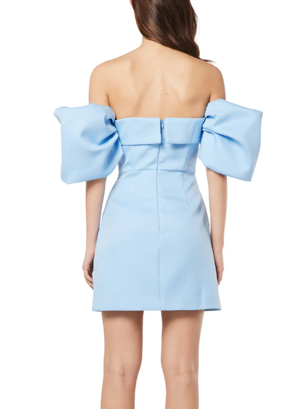 Sheath/Column Off-The-Shoulder Short/Mini Satin Homecoming Dresses - Image 3