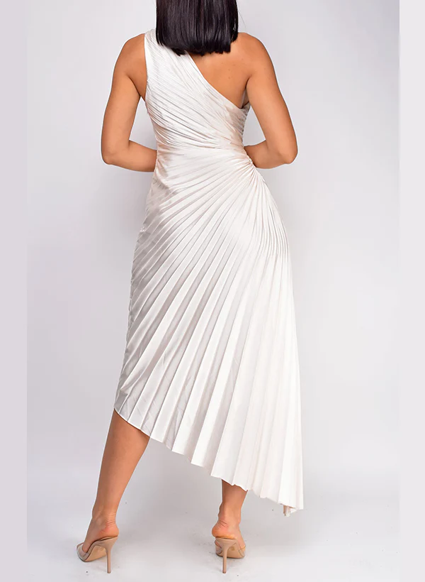 Sheath/Column One-Shoulder Asymmetrical Homecoming Dresses With Pleated - Image 3