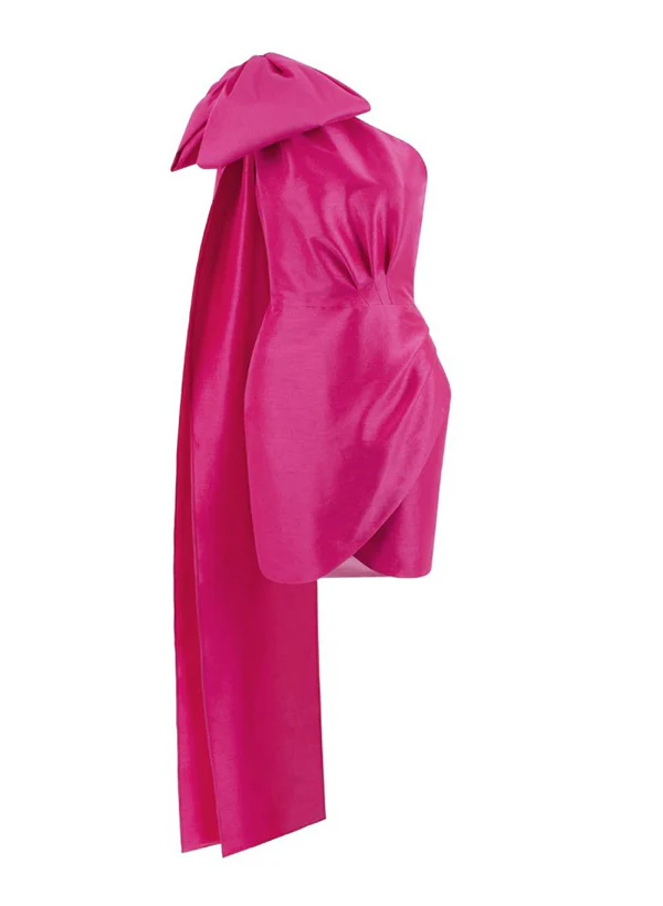 Sheath/Column One-Shoulder Short/Mini Taffeta Homecoming Dresses With Bow(s) - Image 3