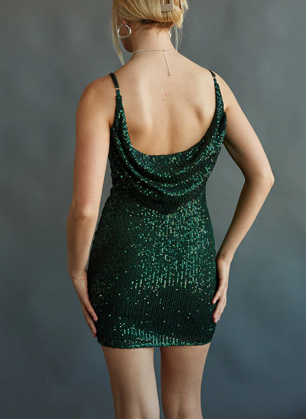 Sheath/Column Short/Mini Sequined(Non-Stretch) Homecoming Dresses - Image 2