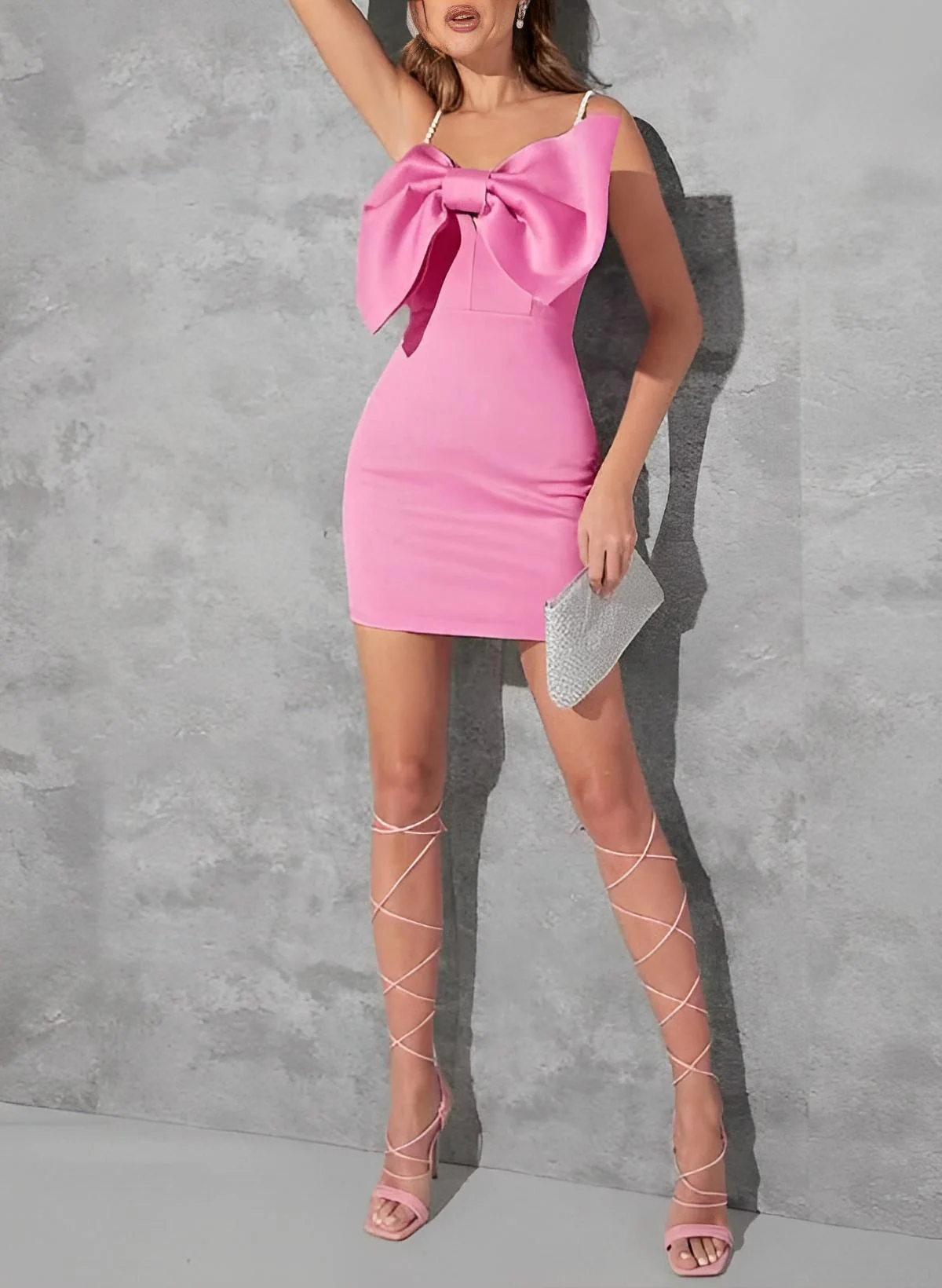 Sheath/Column Sleeveless Short/Mini Satin Homecoming Dresses With Bow(s) - Image 4