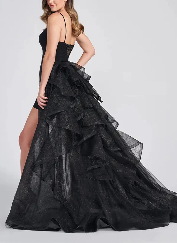Sheath/Column Square Neckline Detachable Tulle Homecoming Dresses - Image 2