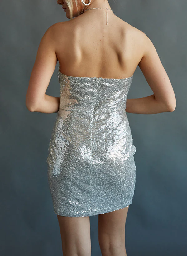 Sheath/Column Sweetheart Sequined(Non-Stretch) Homecoming Dresses - Image 3