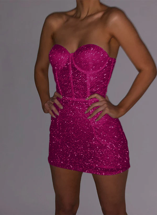 Sheath/Column Sweetheart Sleeveless Short/Mini Sequined Homecoming Dresses - Image 12