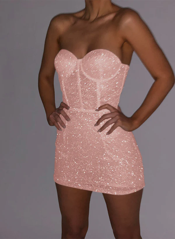 Sheath/Column Sweetheart Sleeveless Short/Mini Sequined Homecoming Dresses - Image 14