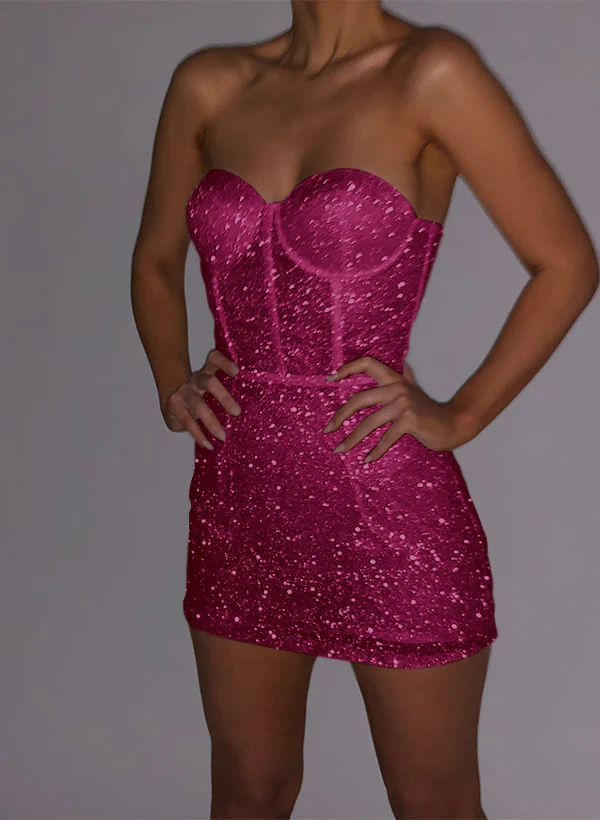 Sheath/Column Sweetheart Sleeveless Short/Mini Sequined Homecoming Dresses - Image 19