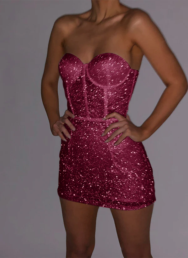 Sheath/Column Sweetheart Sleeveless Short/Mini Sequined Homecoming Dresses - Image 20