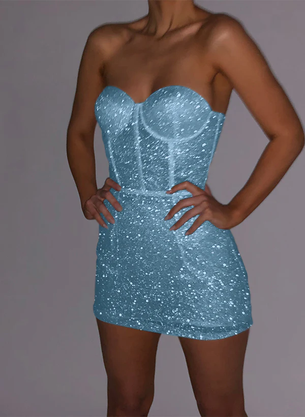 Sheath/Column Sweetheart Sleeveless Short/Mini Sequined Homecoming Dresses - Image 8
