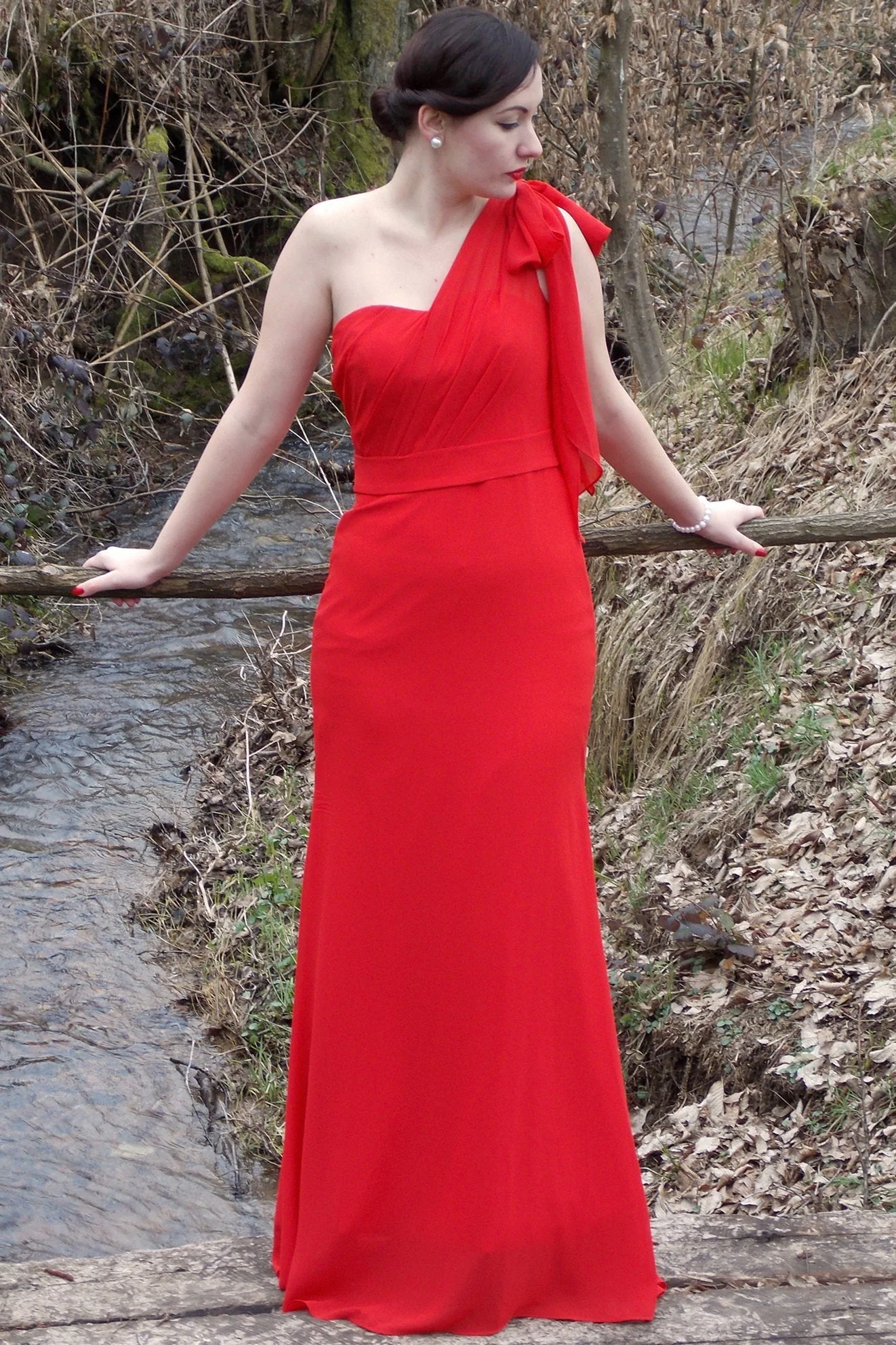 Sheath One-shoulder Floor Length Chiffon Sleeveless Bridesmaid Dress - Image 10