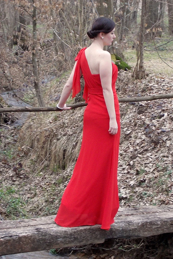 Sheath One-shoulder Floor Length Chiffon Sleeveless Bridesmaid Dress - Image 11