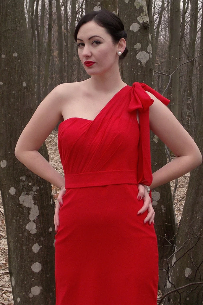 Sheath One-shoulder Floor Length Chiffon Sleeveless Bridesmaid Dress - Image 6