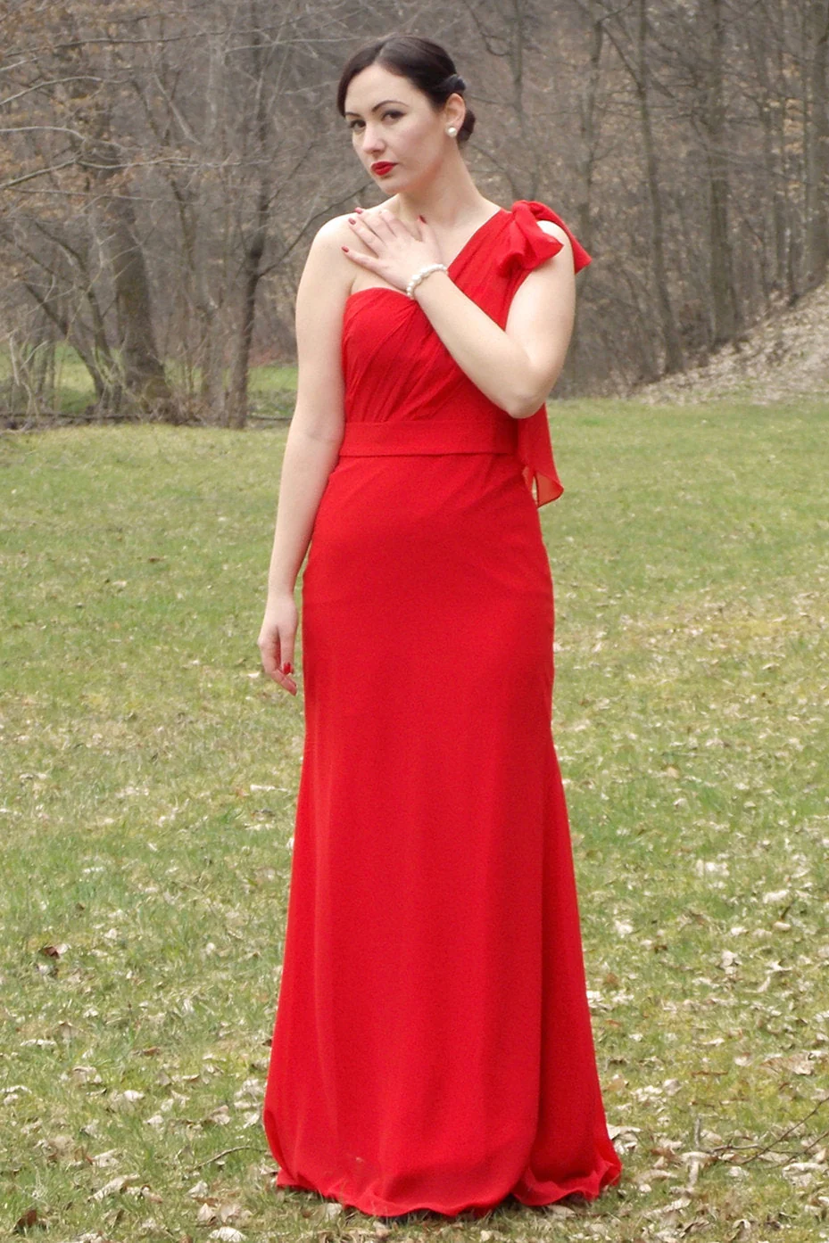 Sheath One-shoulder Floor Length Chiffon Sleeveless Bridesmaid Dress - Image 7