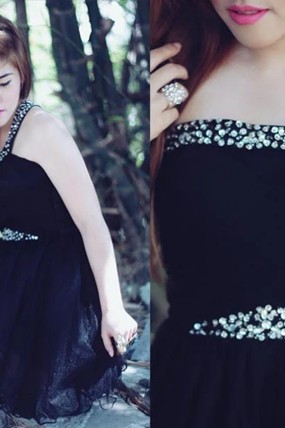 Sheath One Spaghetti Strap Knee Length Tulle Rhinestone Prom Dress - Image 6