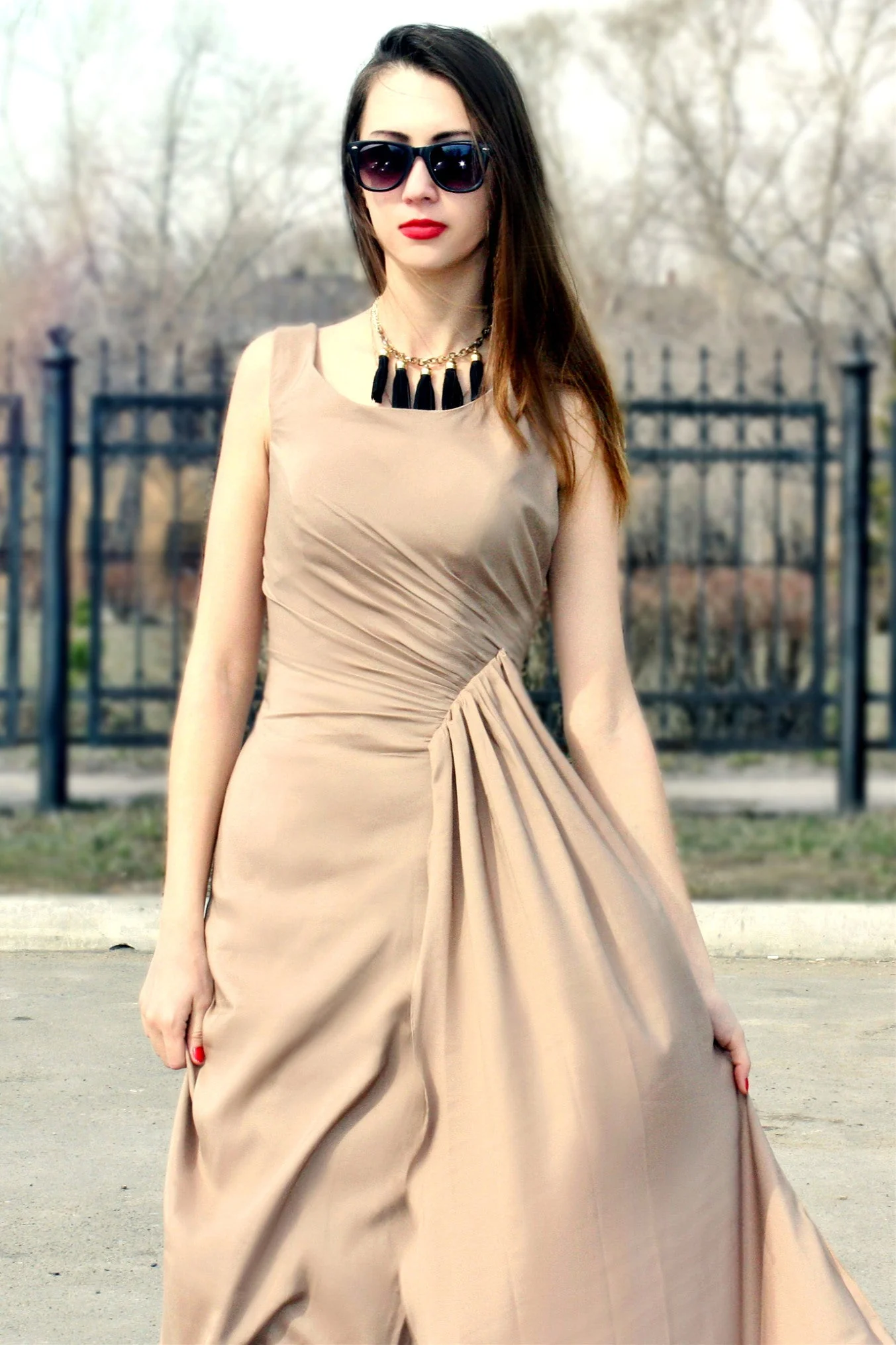 Sheath Small Round Collar Floor Length Chiffon Evening Dress - Image 4
