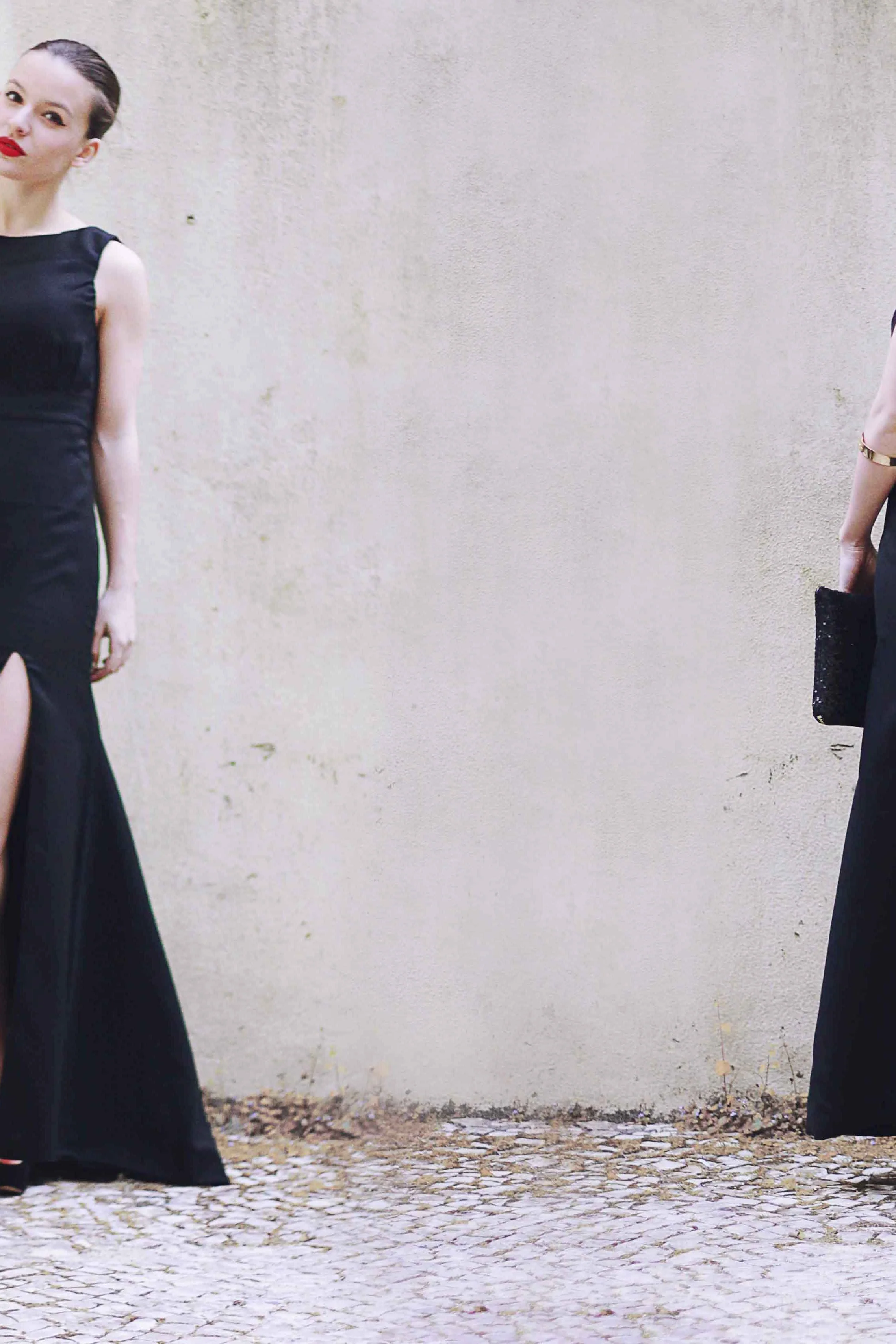 Sheath Small Round Collar Floor Length Front Slit Backless Chiffon Evening Dress - Image 7
