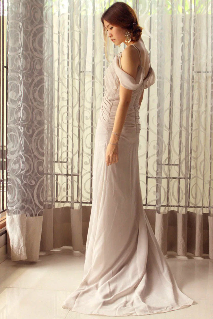 Sheath Spaghetti Strap Floor Length Tulle Rhinestone Evening Dress - Image 4