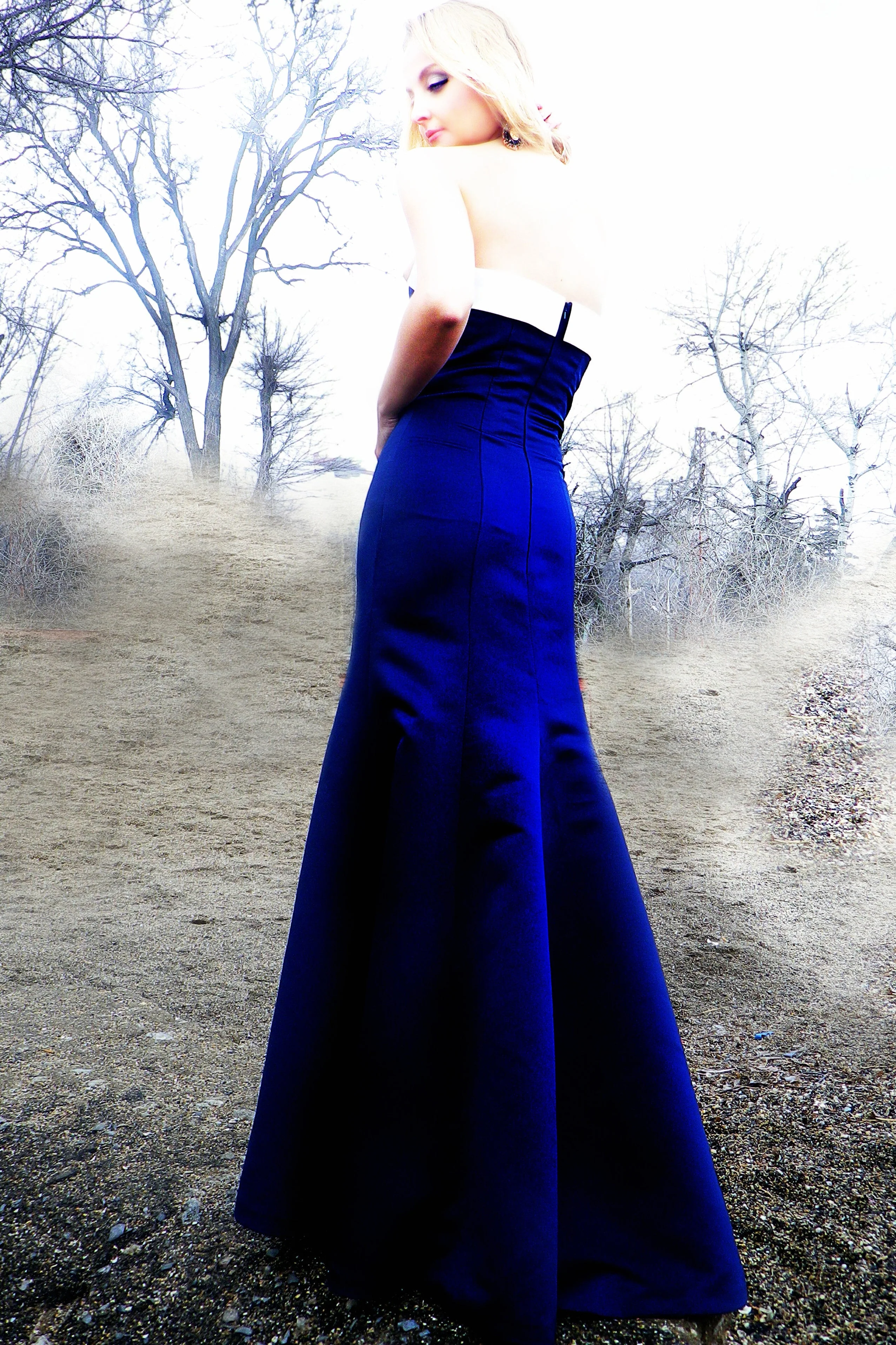 Sheath Strapless Floor Length Charmeuse Evening Dress - Image 6