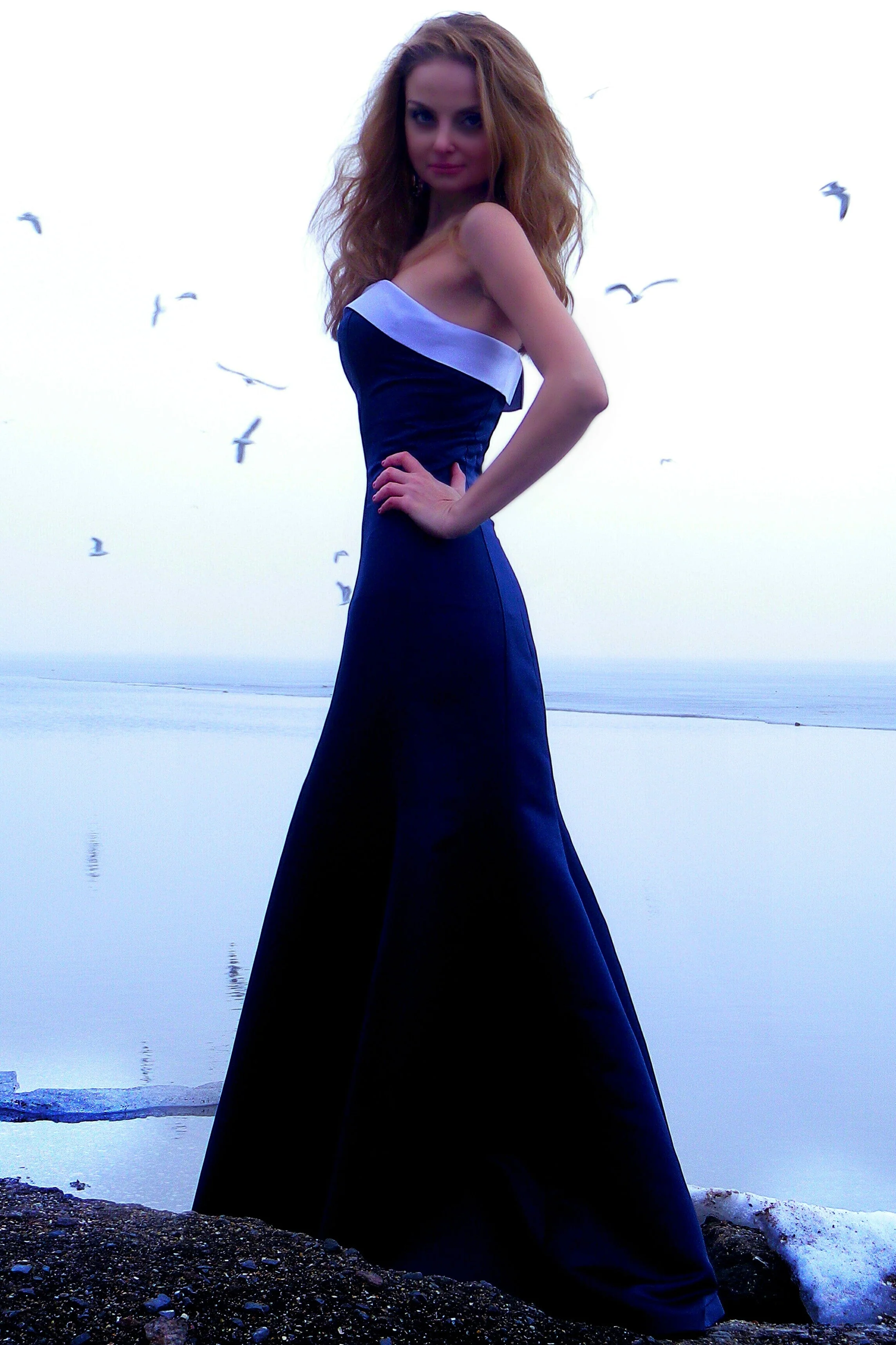 Sheath Strapless Floor Length Charmeuse Evening Dress - Image 9