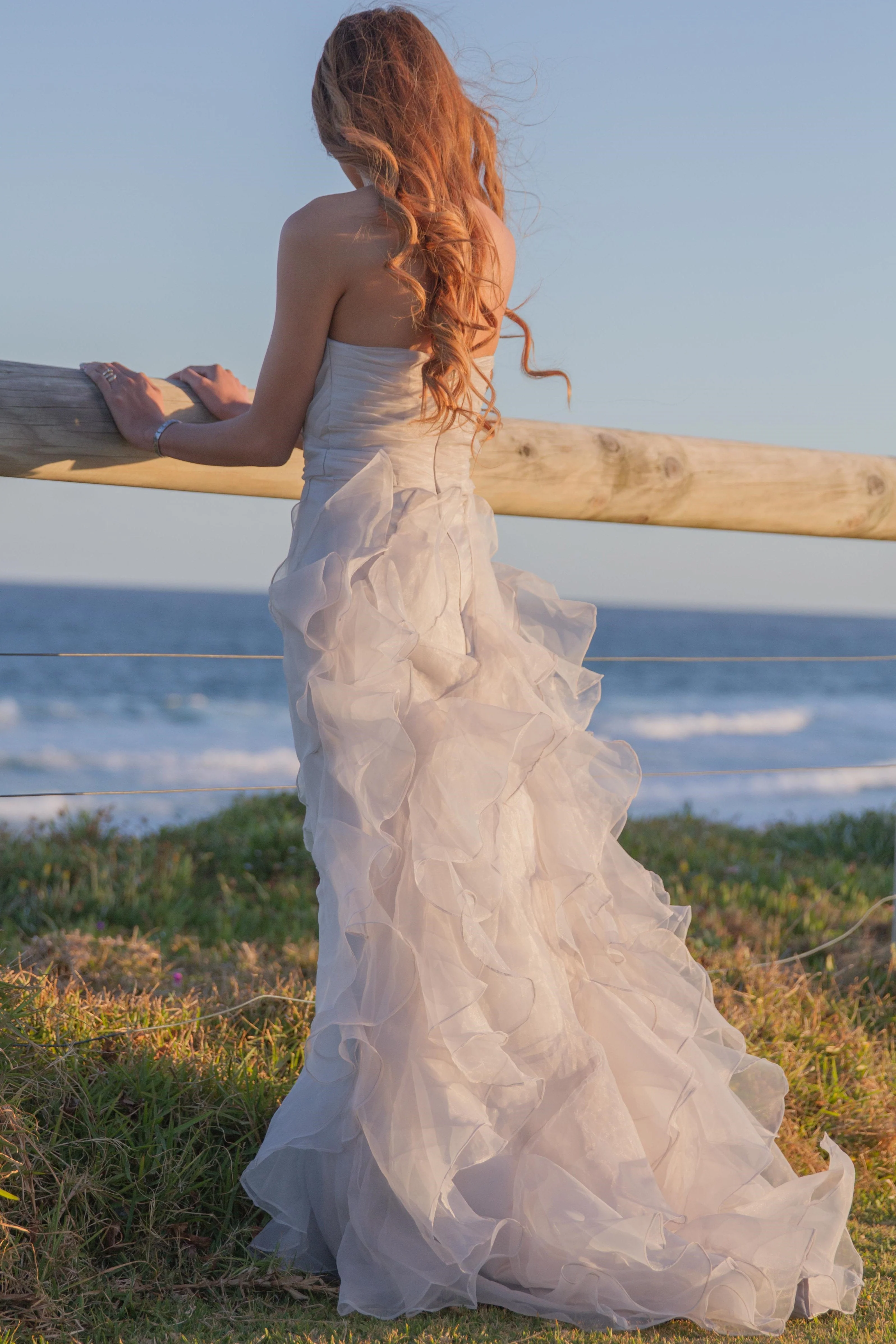 Sheath Sweetheart Floor Length Organza Lotus Leaf Pendulum Wedding Dress - Image 3