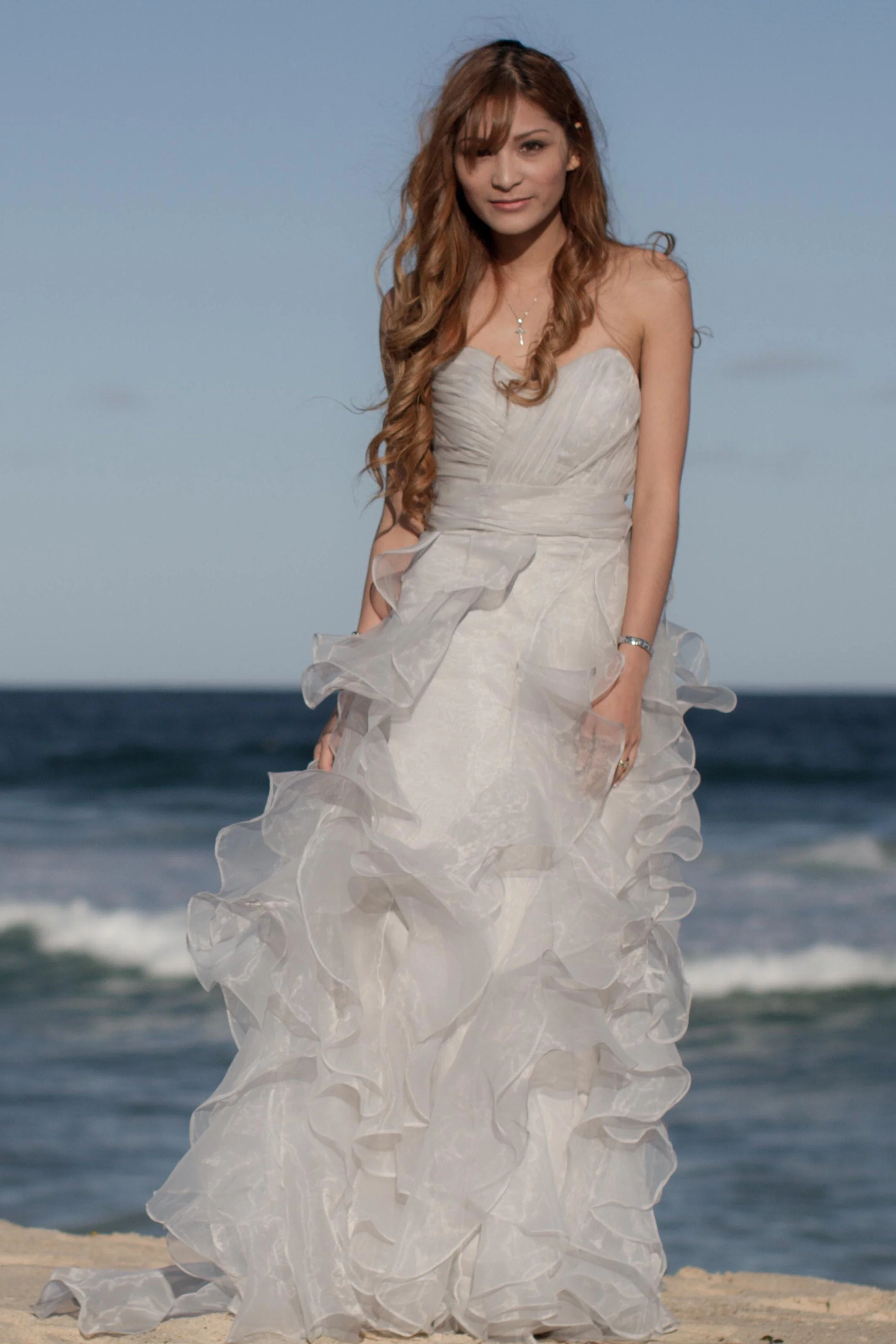 Sheath Sweetheart Floor Length Organza Lotus Leaf Pendulum Wedding Dress - Image 5