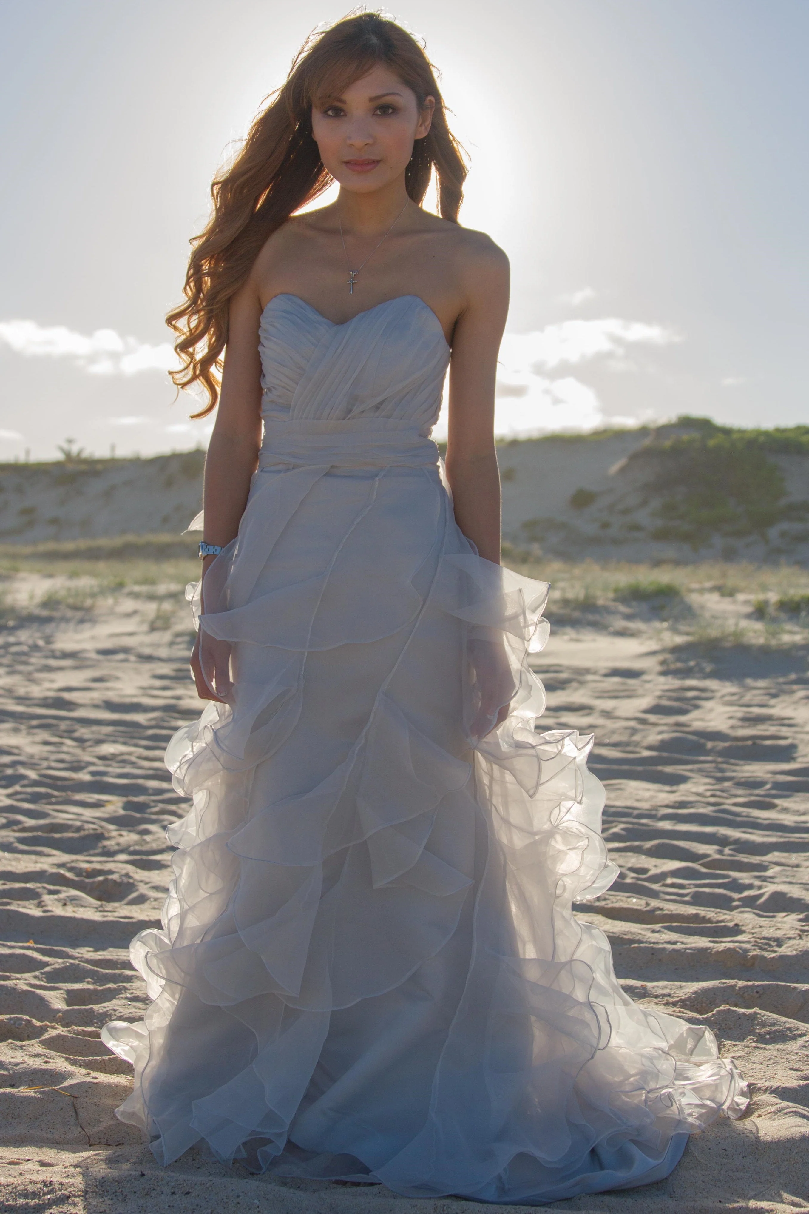 Sheath Sweetheart Floor Length Organza Lotus Leaf Pendulum Wedding Dress - Image 8