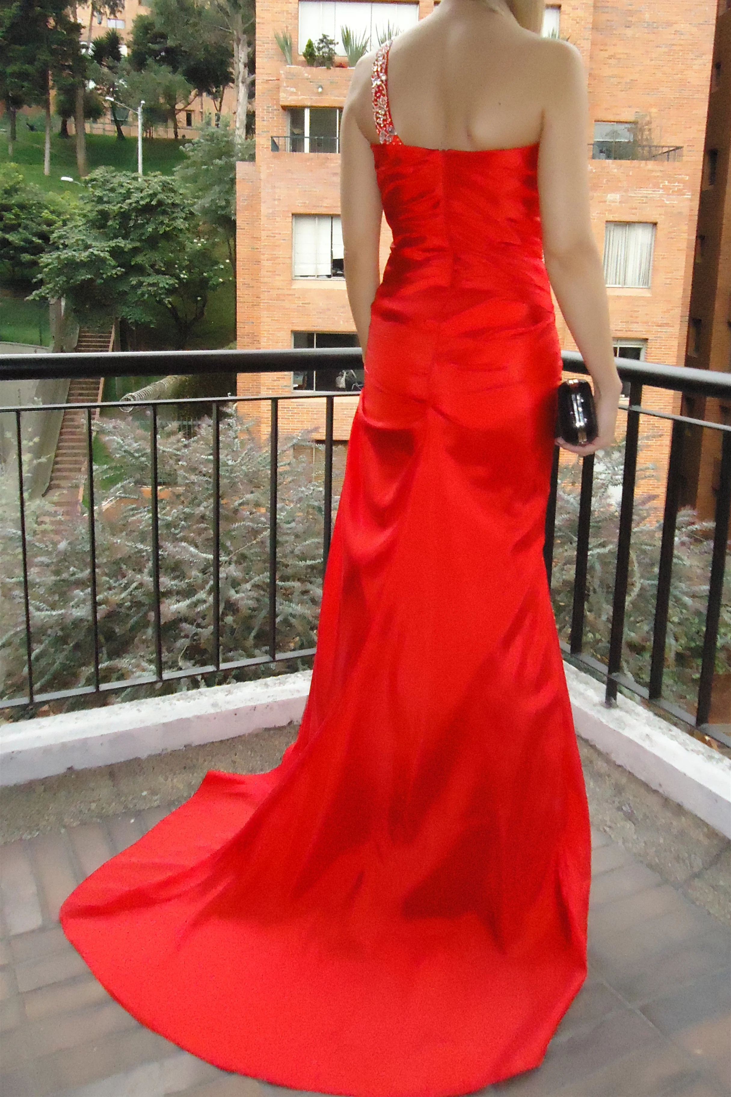 Sheath Sweetheart One-shoulder Floor Length Chiffon Rhinestone Evening Dress - Image 2