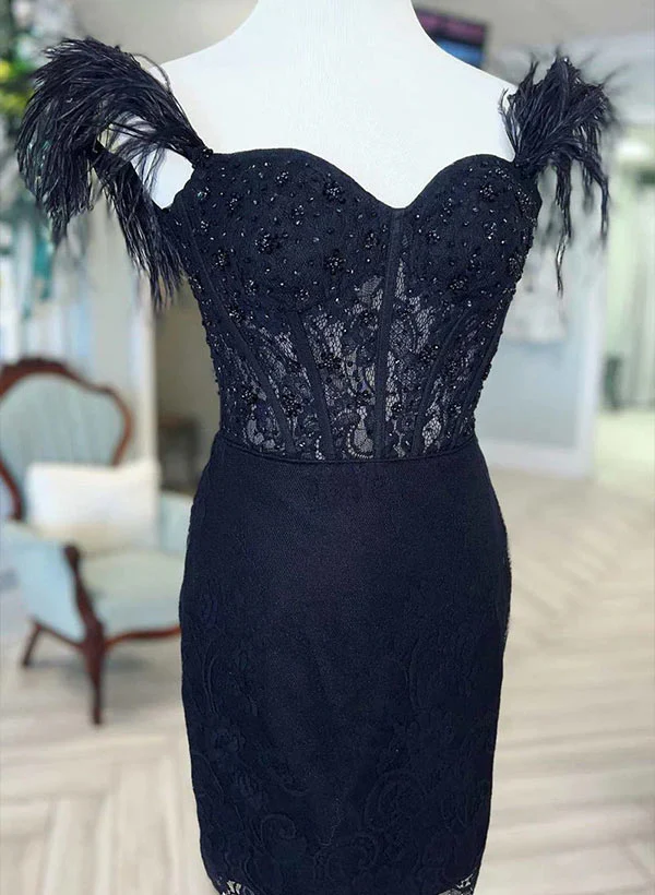 Sheath Sweetheart Sleeveless Short/Mini Lace Homecoming Dresses - Image 4