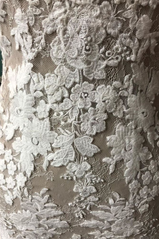 Sheath V Neck Straps Champagne Wedding Dress Tulle White Lace Sleeveless Long Bridal Gown - Image 4