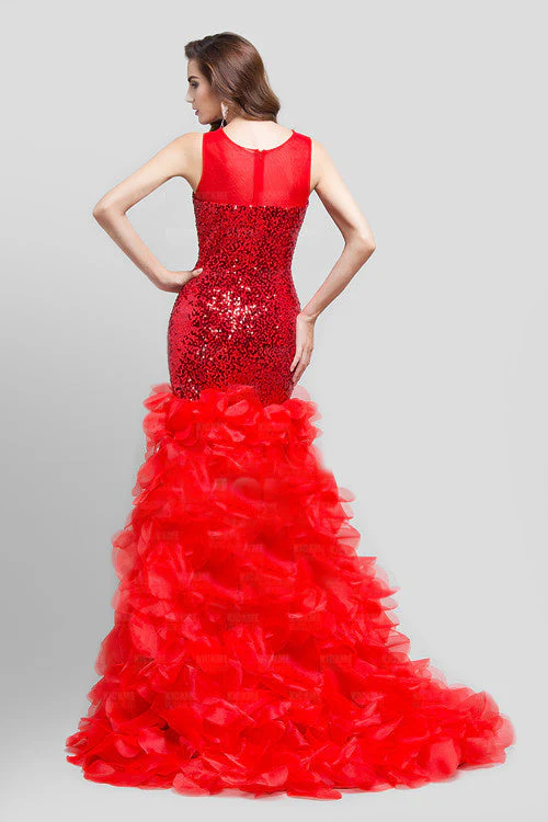 Sheer Straps jewel paillette unique mermaid mother's dress - Image 2