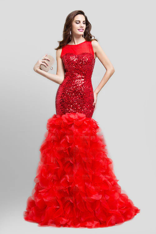 Sheer Straps jewel paillette unique mermaid mother's dress - Image 3