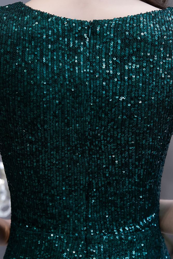 Shining Sequined Emerald Green Mermaid Cap sleeve Long Prom Party Gowns - Image 10