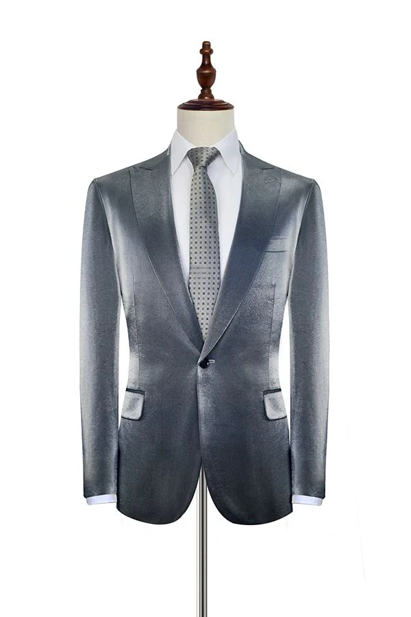 Shiny Silver Prom Suits Glittering Peak Lapel Suits for Men - Image 2