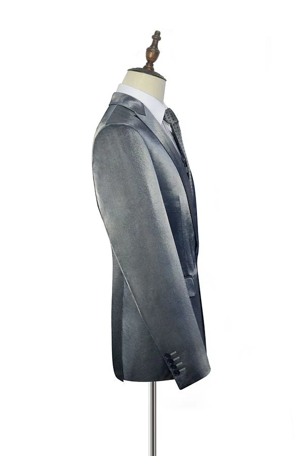 Shiny Silver Prom Suits Glittering Peak Lapel Suits for Men - Image 4