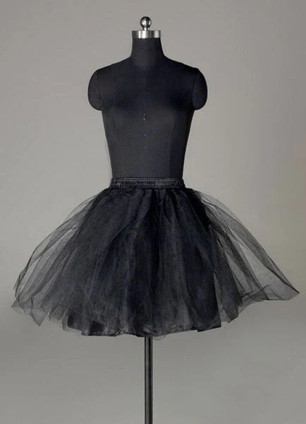 Short Black Taffeta A Line Boneless Two Tier Wedding Petticoats - Image 3