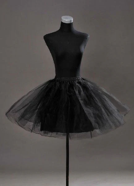 Short Black Taffeta A Line Boneless Two Tier Wedding Petticoats - Image 4