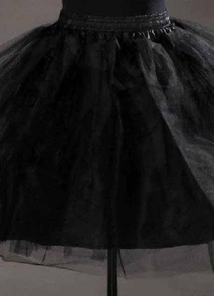 Short Black Taffeta A Line Boneless Two Tier Wedding Petticoats - Image 5