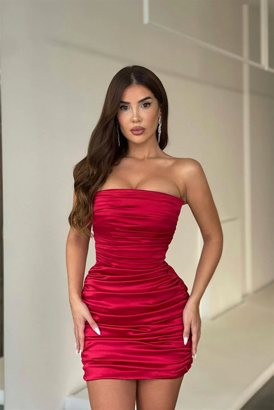 Short Mermaid Strapless Mini Sleeveless Open Back Sexy Homecoming Dress - Image 2