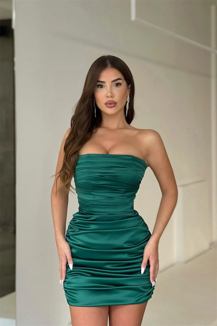Short Mermaid Strapless Mini Sleeveless Open Back Sexy Homecoming Dress - Image 3