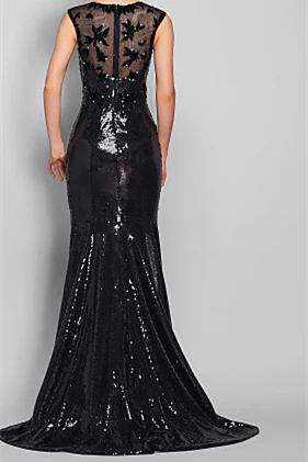 Short sleeves jewel floor length paillette lace mermaid mother's dress - Image 2