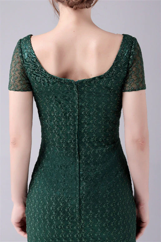 Short sleeves Square Lace Floor Length Backless Mermaid moteher's dress - Image 2