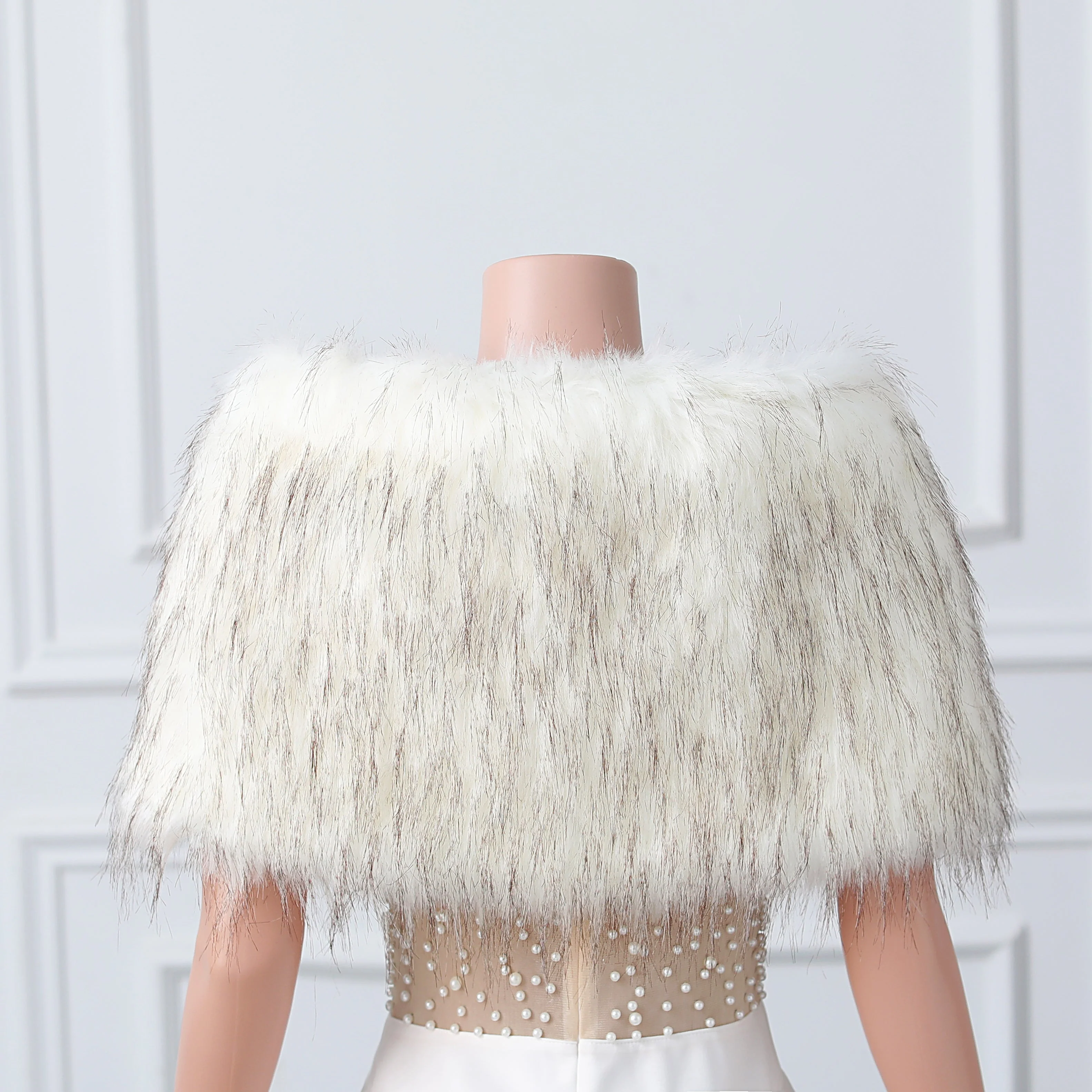 Short White with Brown Floral Winter Wraps - Image 7