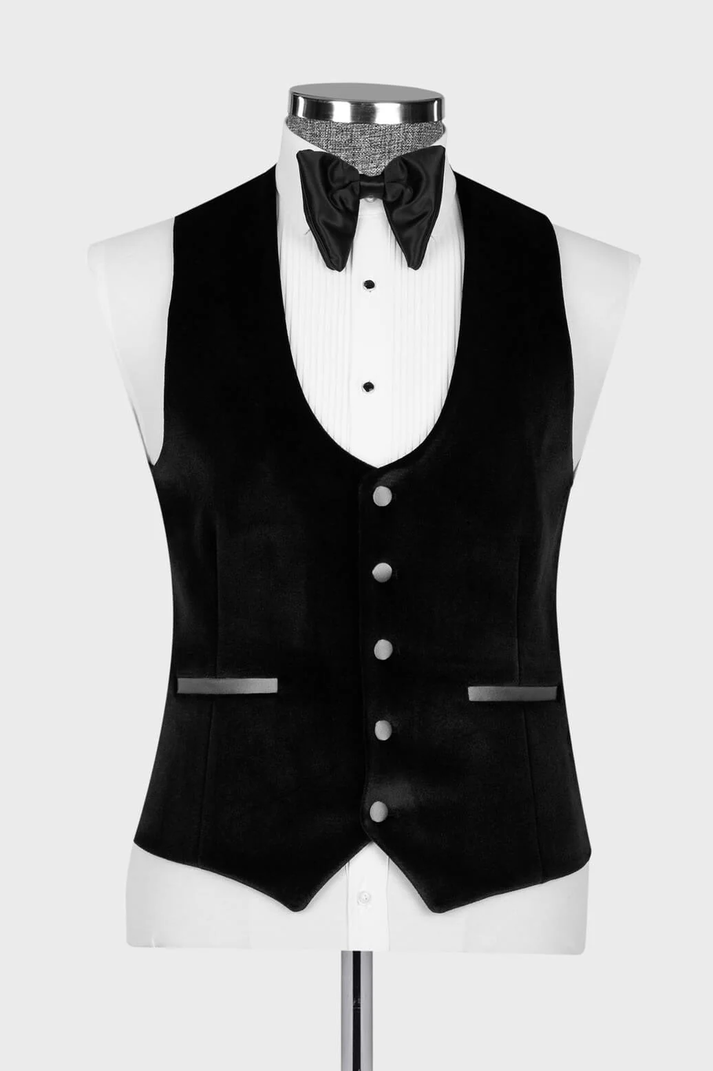 Silver Sash Shawl Lapel Black Velvet 3-Piece Prom Tuxedo for Weddings - Image 4