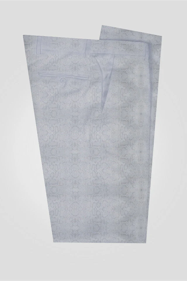 Silver Shawl Lapel Double Breasted Jacquard Wedding Suits - Image 2