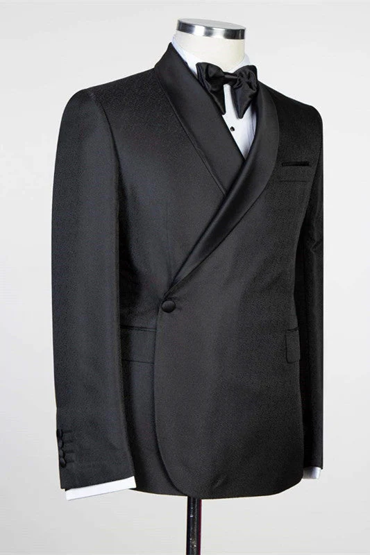 Simple Black Fashion Shawl Lapel Men Suits for Wedding - Image 2